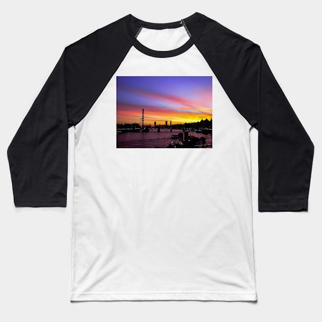 London at Sunset 3 Baseball T-Shirt by bywhacky